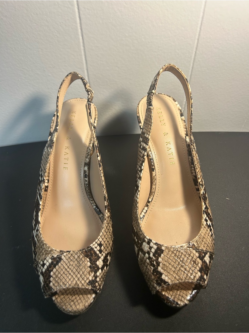 Kelly & Katie Nerani peep toe sling back heel snakeskin 5